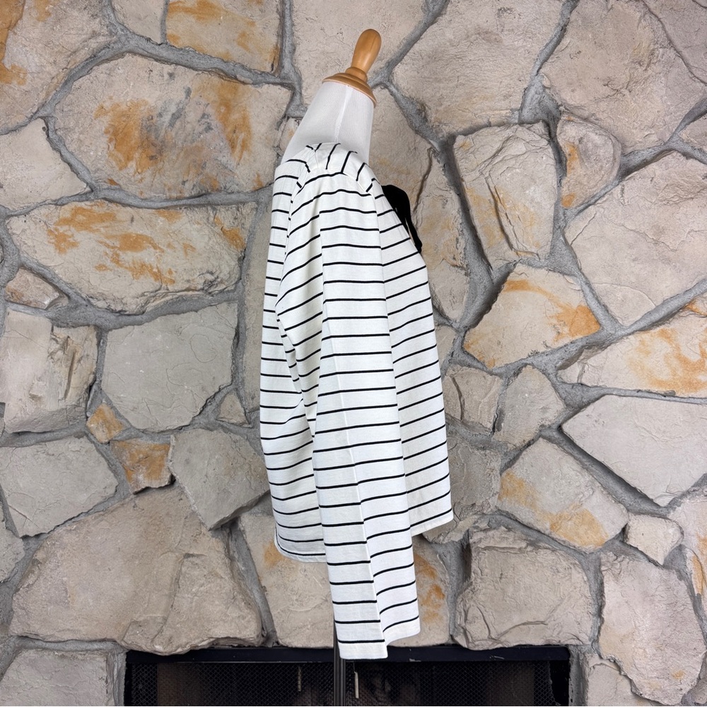 NWOT J. Crew Velvet Bow Breton Short Ivory & Black Stripe | XXL - Picture 2 of 4